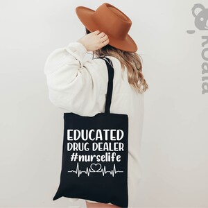 Educated Drug Dealer Nurse Life Tote Bag, Super Hero Nurse Tote Bag, Nurse Gift Tote Bag, Comic Nurse Tote Bag, Nursing Tote Bag, Nurse Bag image 3