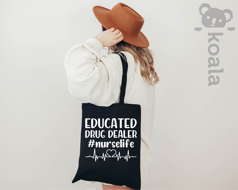 Educated Drug Dealer Nurse Life Tote Bag, Super Hero Nurse Tote Bag, Nurse Gift Tote Bag, Comic Nurse Tote Bag, Nursing Tote Bag, Nurse Bag image 3