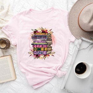 Cute Flower Shirts, Books With Flowers Shirt, Librarian Shirt, Floral Book T-Shirt, Bookworm Shirt, Minimalist Reading Book Shirt, Bookworm