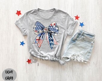 USA Bow Shirt, Coquette America Bow Shirt, 4th Of July Shirt, Girly Bow Shirt, USA Shirt, USA Flag Ribbon Shirt, America Ribbon Shirt
