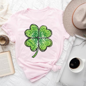 Green Glitter Shamrock Shirt, Shamrock Shirt, St Patrick Hoodie, Gift For Irish, Irish Shirt, Patrick Day Shirt, St Patrick's Day Shirt image 2