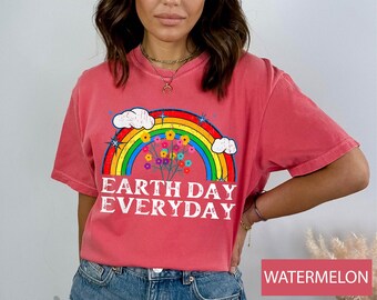 Comfort Colors Shirt, Earth Day Every Day Shirt, Earth Day Shirt, Rainbow Earthday Tree Shirt, Earth Awareness Gift, Love Your Mother Earth