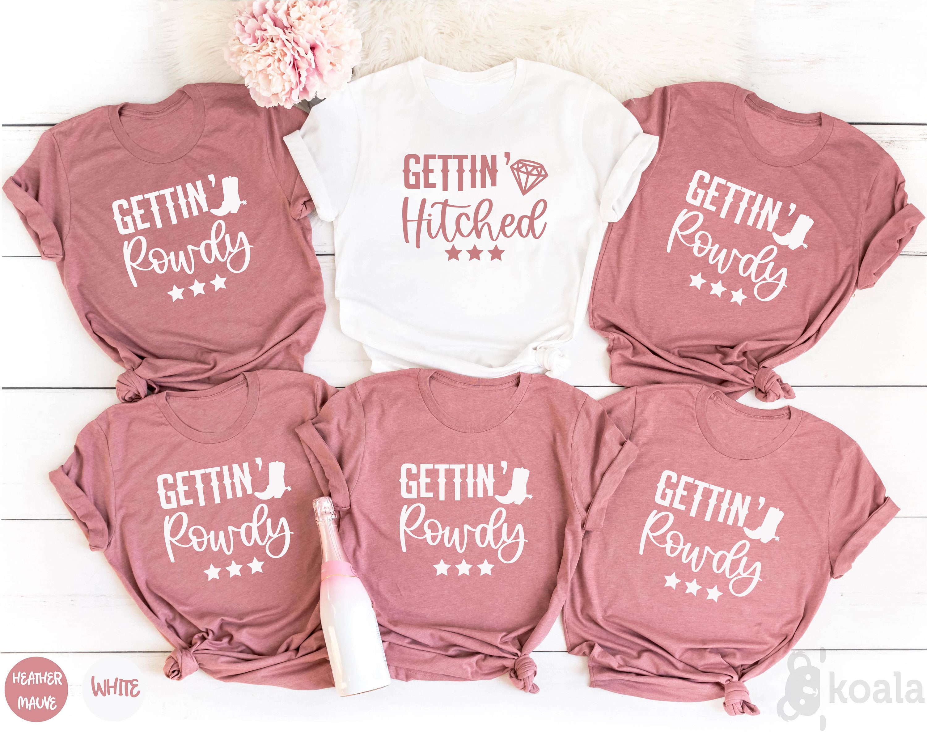 Getting Hitched Shirt, Getting Rowdy Shirt, Bachelorette Party, Bride Team Shirts, Bride Gift, Wedding T-Shirts, Bridal Gift, Wedding Gift