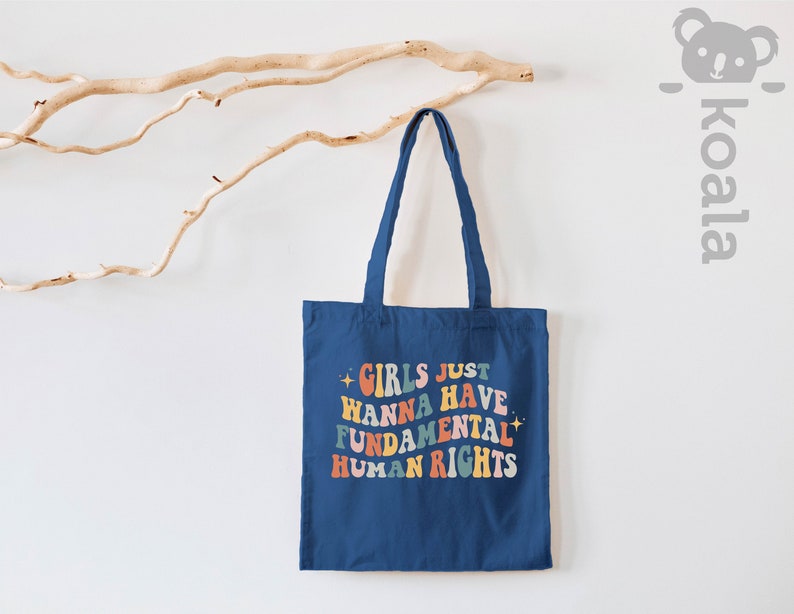 Bolso de mano inspirador, Las niñas sólo quieren tener bolsa de mano de derechos fundamentales, Igualdad de mujeres, Igualdad racial, Bolsa de mano de derechos LGBT, Tote retro imagen 6