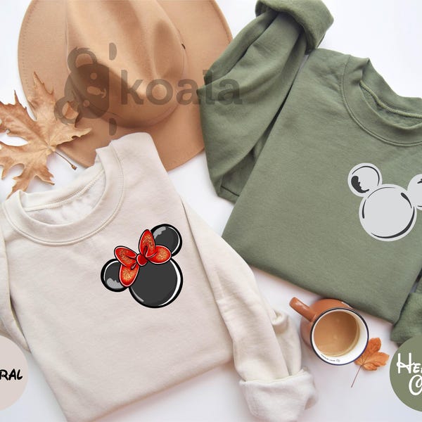 Pocket Mickey Minnie Head Sweatshirt, Disney Trip Sweatshirt, Disneyland Sweater, Mickey Minnie Head Sweatshirt, Mickey Minnie Ear Sweater