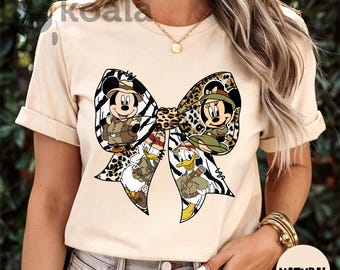 Leopard Coquette Bow Mickey and Friends Disney Animal Kingdom Shirt, Safari Mode Family Vacation, Mickey Safari Trip Shirt, Disneyland Shirt
