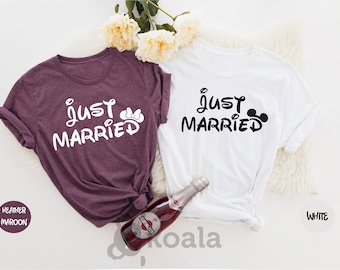 Just Married Shirts, Honeymoon Shirts, Couples Shirts, Wedding T-shirt, Disney Honeymoon, Matching Disney, Bride and Groom Gift,Wedding Gift