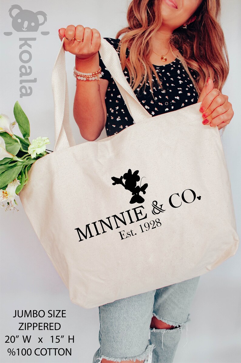 Minnie Co Est.1928 Disney Tote Bag, Minnie Mouse Tote Bag, Minnie Tote Bag, Vacation Tote Bag, Minnie Tote Bag, Minnie Co Head Tote Bag image 2
