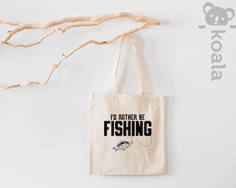 I'd Rather Be Fishing Tote Bag, Fishing Tote Bag, Fishermom Gift Tote Bag, Fishy Tote Bag, Gift for Mom, Fishing Tote, Fishing Gift