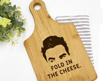 What Does Fold In The Cheese Mean? You Just Fold it in! Schitt's Creek Moira David Rose Engraved Wood Cutting board Gift Set Spreader Knife