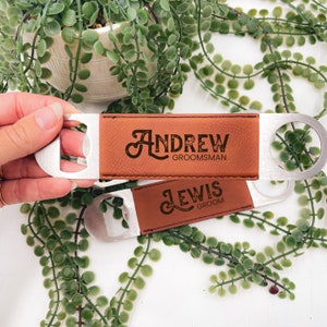 Custom Bottle Opener, Groomsmen Gift Bottle Opener, Bartender Opener, Beer Bottle Opener, Personalized Leatherette Bottle Opener