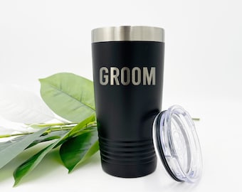 Groom Travel Tumbler, Insulated Travel Mug, Custom Tumbler, Laser Engraved Tumbler, Polar Camel Tumbler, Bridal Party Gift, Engraved
