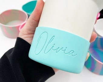 Personalized Boot for Tumbler Cup | Name Tag for Water Bottle | Tumbler Accessories. Silicone boot for tumbler.