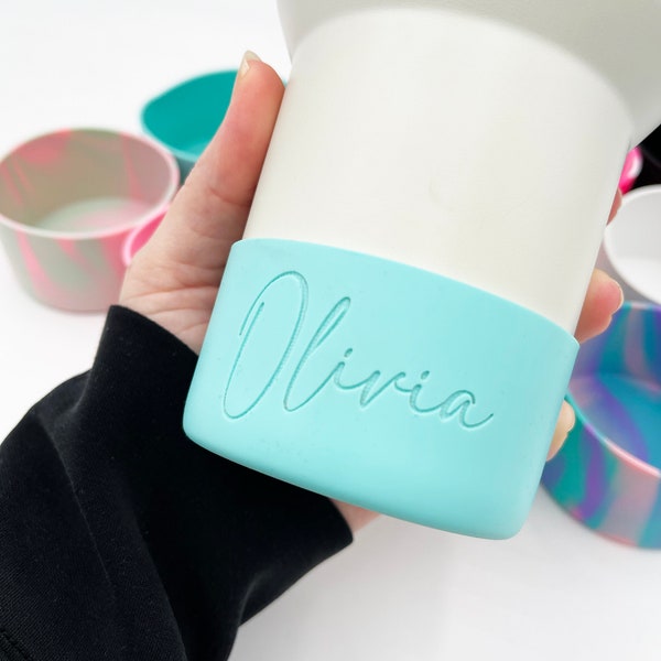 Personalized Boot for Tumbler Cup | Name Tag for Water Bottle | Tumbler Accessories. Silicone boot for tumbler.