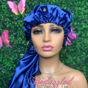 Royal Blue Soft Satin Long Bonnet