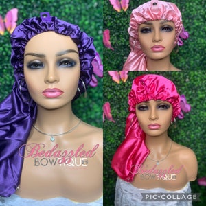 Pack Of 3 Soft Satin Long Bonnet