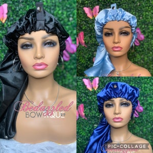Pack of 3 Soft Satin Long Bonnet