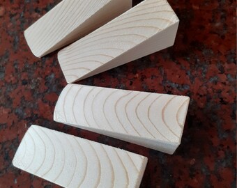 Set of 4 Wooden Door Stop Wedge Original