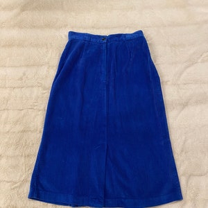CORDUROY 1970's 80's Vintage Solid Dark Navy Blue Cotton