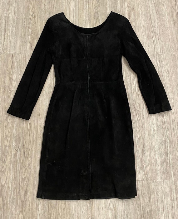 VINTAGE 100% Genuine Leather Black Mini Dress | V… - image 3