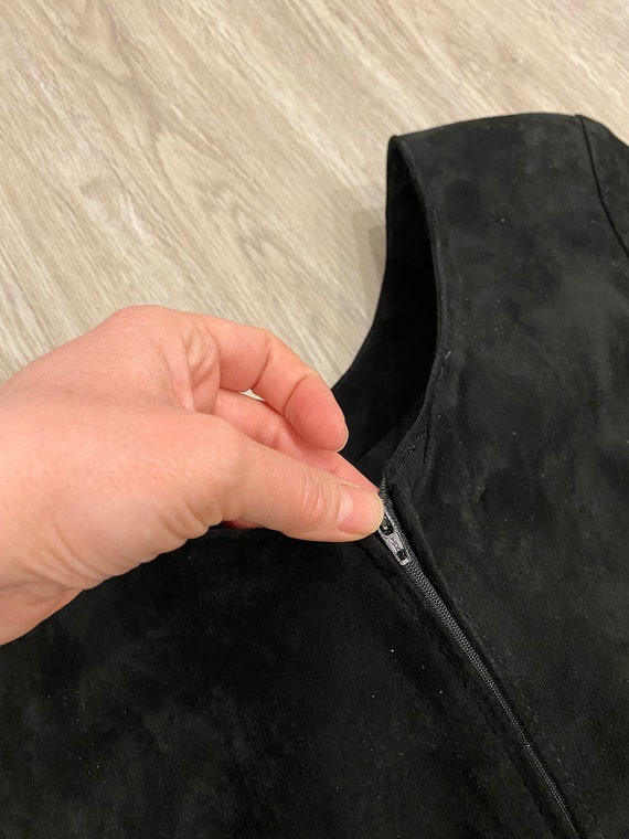 VINTAGE 100% Genuine Leather Black Mini Dress | V… - image 4