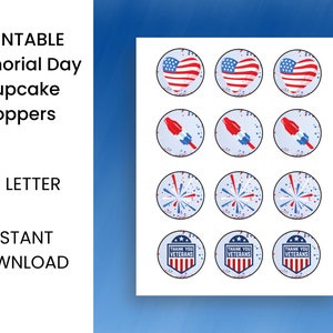 Memorial Day Printable Cupcake Topper W/ 4 Designs - Etsy