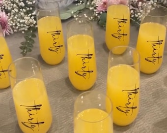 Champagne Flute| Bridesmaid Gift| Bridesmaid Champagne Glasses| Personalized| Stemless Glasses| Champagne Flute | Party Favor |Plastic/Glass