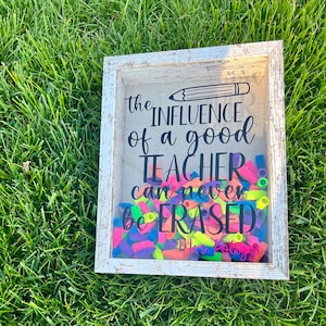Personalized Teacher Appreciation Eraser Shadow Box - Customizable Gift