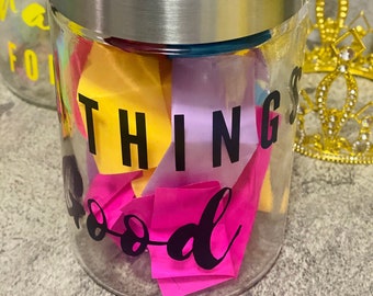 Gratitude Jar with Note Paper | Customizable | Attracting All Things Good | Thankful