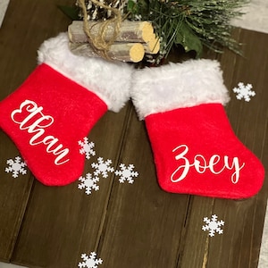Single or Pack/s Personalized MINI Stockings  | 5&quot; Christmas Stocking| Stocking Stuffer| Custom Stocking with Name| Mini Stockings Numbers