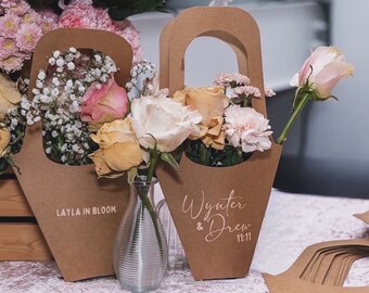 pour bouquets de fleurs avec anse Bloom Bar | Sac à fleurs | Cône de fleurs | Pochette fleurie | Mariage | Baby Shower | Remise des diplômes | Fête | OUVRIR LE SAC AU FOND