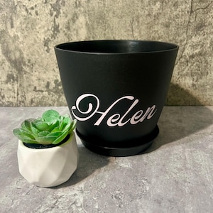 5.5&#39; Personalized Flower Pot with Tray | Gardening Pot |  Modern Flower Pot | Mother&#39;s Day Gift | Plant Mom