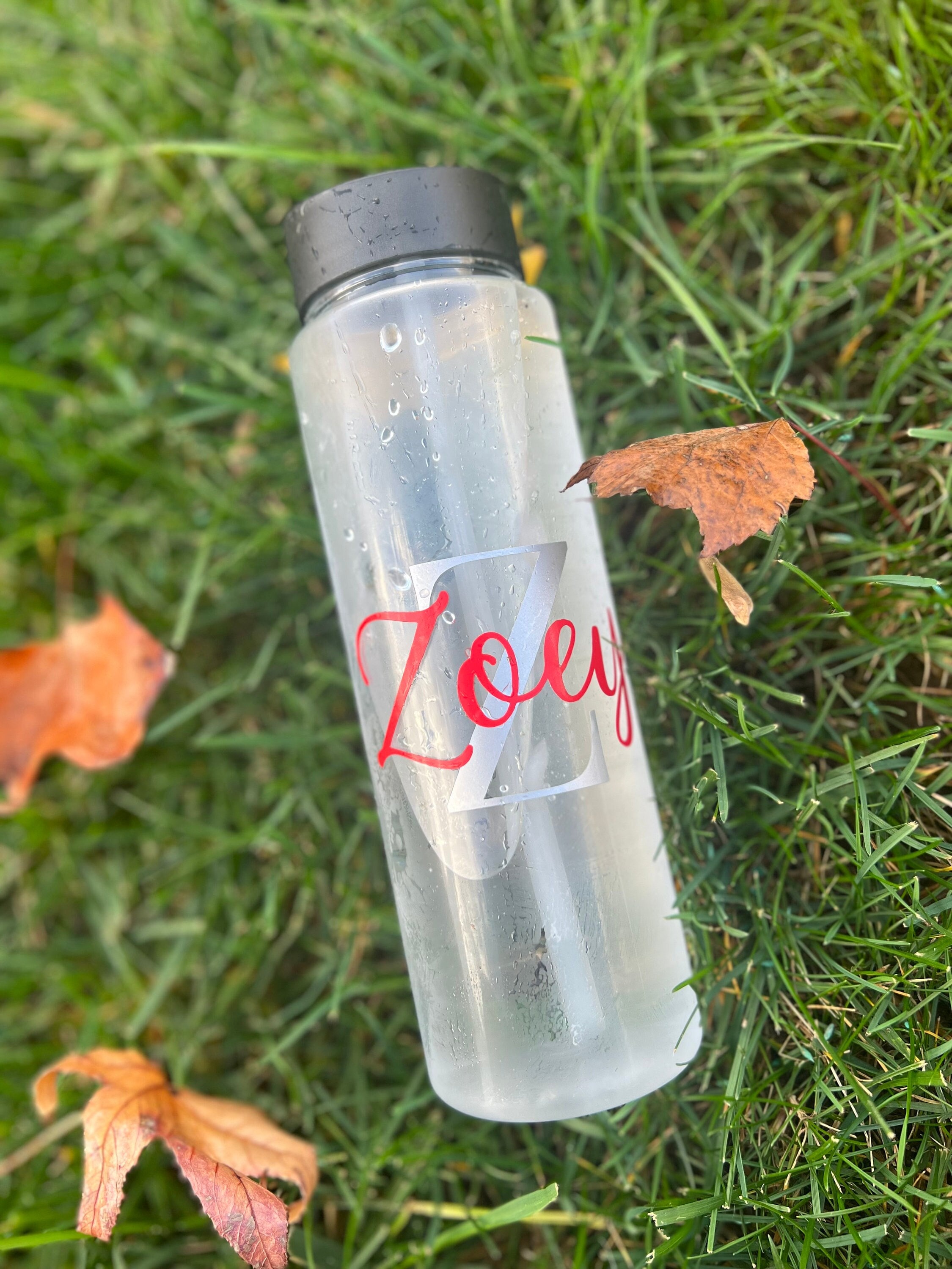 Personalized Water Bottle With Straw 24 Oz. Custom Water Bottle With Straw  Flip Top Lid Clear Water Bottle Bridesmaid Kids 
