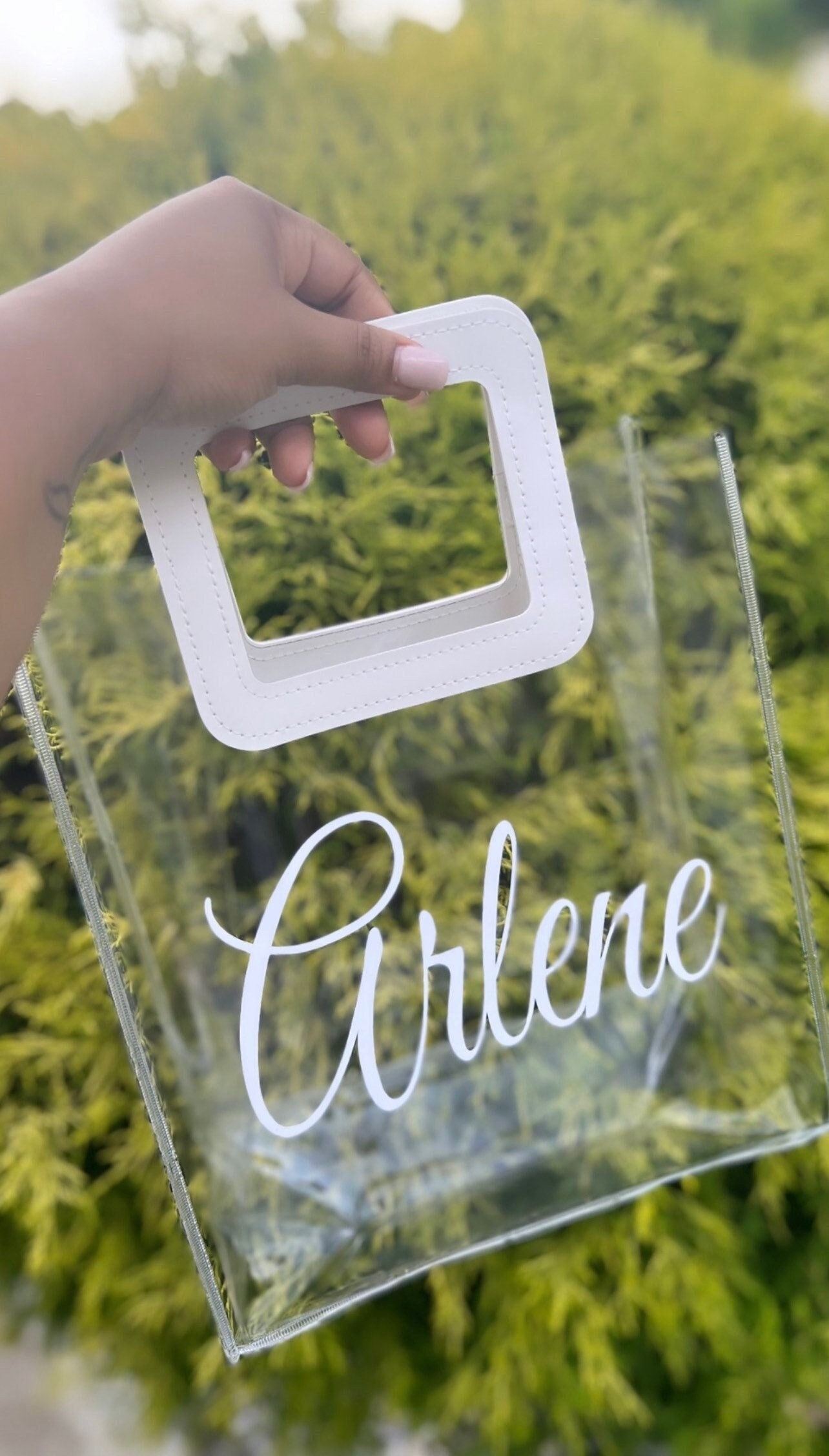 Clear bag with clearance handles