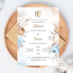 Indiase Roka-ceremonie als verlovingskaart | Bloemen verlovingsuitnodiging | Roka-uitnodigingssjabloon | DIGITALE DOWNLOAD