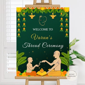 Thread Ceremony Welcome Sign | Bratabandha Welcome Sign | Indian Upanayanam Ceremony Sign | Janoi Welcome Sign | Printable DIGITAL Poster