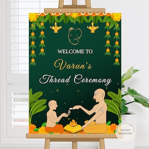 Thread Ceremony Welcome Sign Bratabandha Welcome Sign Indian Upanayanam Ceremony Sign Janoi Welcome Sign Printable DIGITAL Poster image 1