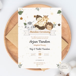 Mundan Ceremony Invitation | Tonsure Invitation Card | Hindu Mundan Sanskar Invite | Chola Invitation | Personalized Digital Invitation