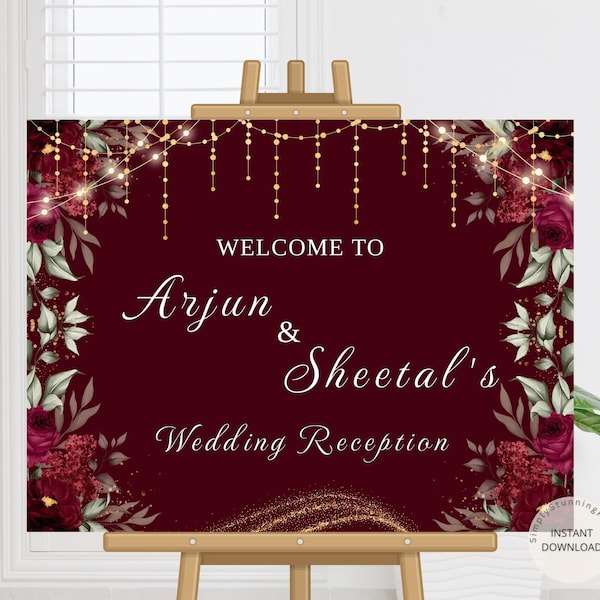 Wedding Reception Welcome Sign | Indian Reception Signage | Wedding Reception Decor | Editable Welcome Wedding Sign | DIGITAL DOWNLOAD