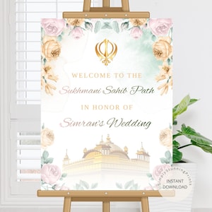 Sukhmani Sahib Ji Path Welcome Sign | Sikh Wedding Welcome Sign | Akhand Path Sign | Sukhmani Sahib Ji Sign | DIGITAL DOWNLOAD