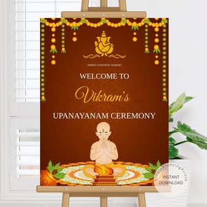 Upanayanam Ceremony Welcome Sign as Thread Ceremony| Bratabandha Welcome Sign |  Upanayan Decoration | Janoi Welcome Sign | DIGITAL DOWNLOAD
