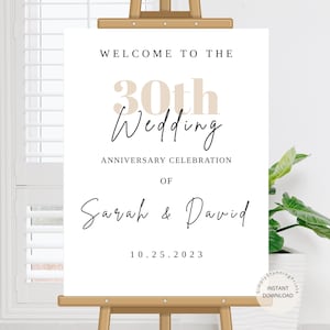 Simple Wedding Anniversary Welcome Sign: Modern Editable Poster (Digital Download)