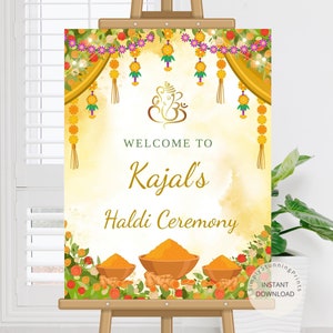 Segno di benvenuto della cerimonia Haldi come segno Pithi / Decorazione indiana Haldi / Poster di decorazione Haldi per matrimonio / Benvenuto al segno Haldi / DOWNLOAD DIGITALE