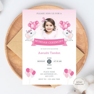 Convite Mundan da cerimónia do bebé de <br> Entrega Rápida? Cartão do convite da tonsura | Mundan Hindu Sanskar convida de <br> Entrega Rápida? Convite Digital Personalizado