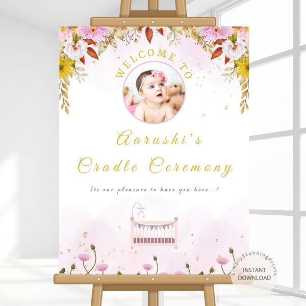 Editable Baby Cradle Ceremony Welcome Sign | Naming Ceremony Entry Sign | Cradle Ceremony Entrance Decor| Printable DIY Template | DIGITAL