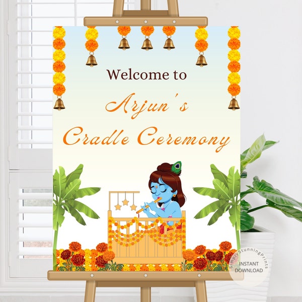 Editable Cradle Ceremony Welcome Sign | Naming Ceremony Entry Sign | Cradle Ceremony Decor | Printable Welcome Poster| DIGITAL
