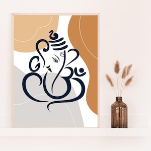Modern Ganesha Print: Hindu God Art, Abstract Wall Decor (Digital Download)