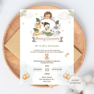 Naming Ceremony Invitation Card | Baby Cradle Ceremony invite | Namakaran Invitation | Cute Baby Animal Naming Invite | Digital Invitation