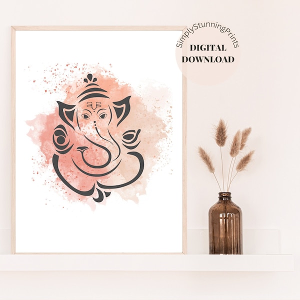 Modern Abstract Ganesha Print | Watercolor Ganesh Printable | Living Room Decor | Housewarming Gift | Digital Printable Art