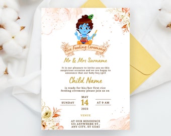 Rice Feeding Ceremony Invitation Card  | Annaprashan Ceremony Invite |  | Weaning Ceremony Invite | DIGITAL DOWNLOAD